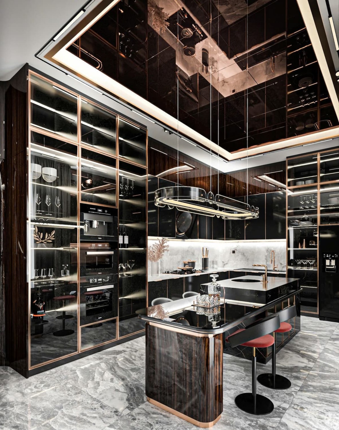 Tủ bếp cánh kính